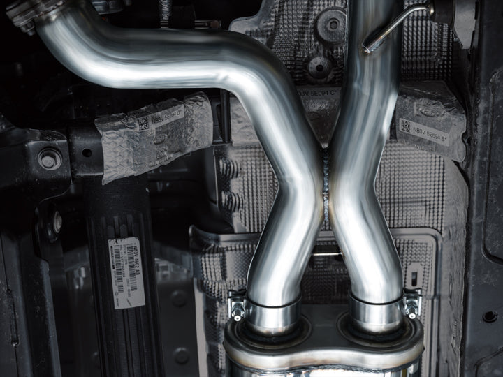 AWE Tuning 22-24 Ford Bronco Raptor 4WD Dual BashGuards Cat-Back SwitchPath Exhaust (No Tips) - Bull Strap