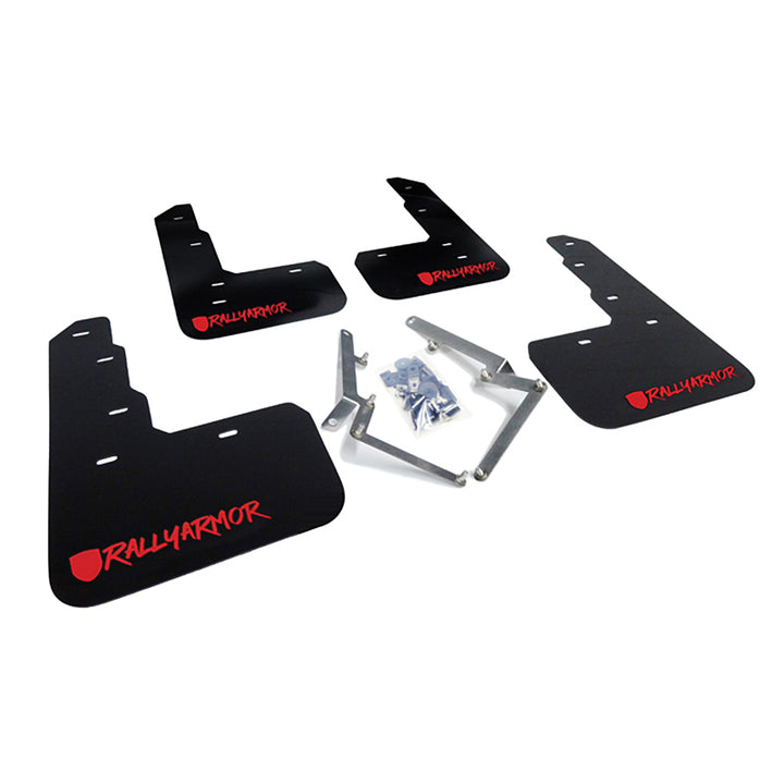Rally Armor 17-22 Honda Civic Type R Black Mud Flap Red Altered Font Logo - Bull Strap