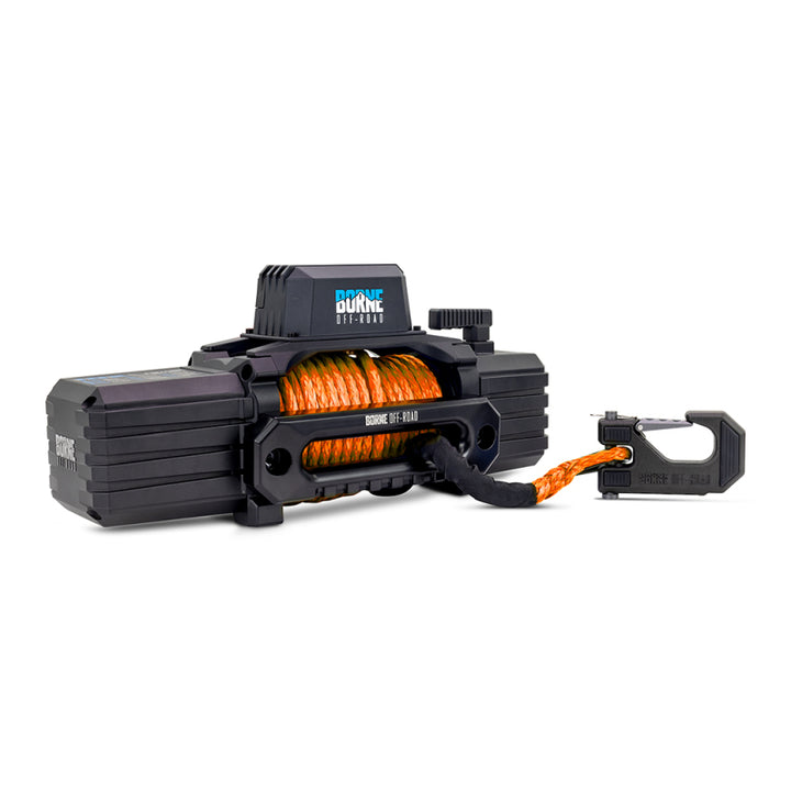 Borne Off-Road 10K Winch - Orange Synthetic Rope - Bull Strap