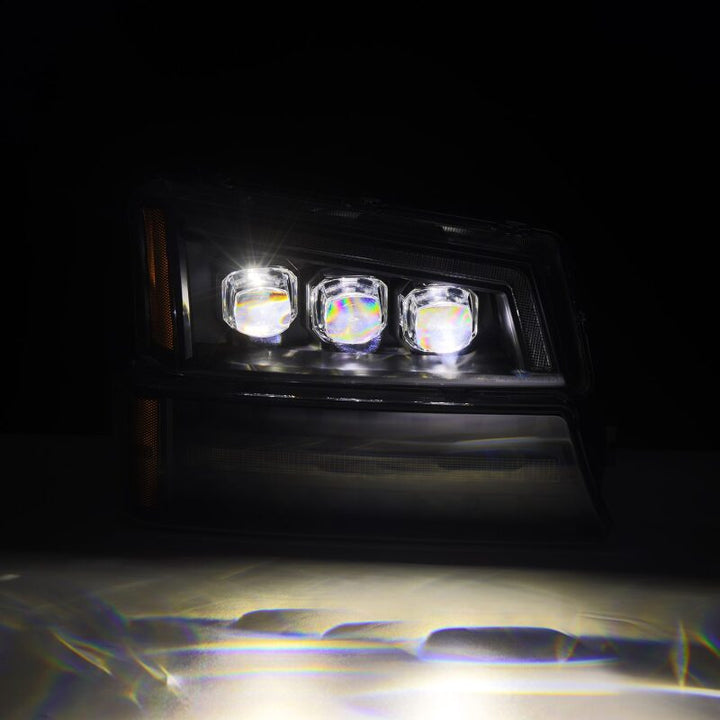 AlphaRex 03-06 Chevy Silverado 1500/2500HD/3500HD/Avalanche Black NOVA LED Proj Headlights - Bull Strap