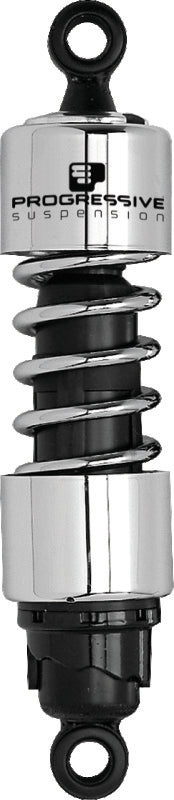 Progressive Harley 412 Series Shocks 13.5in - Chrome - Bull Strap