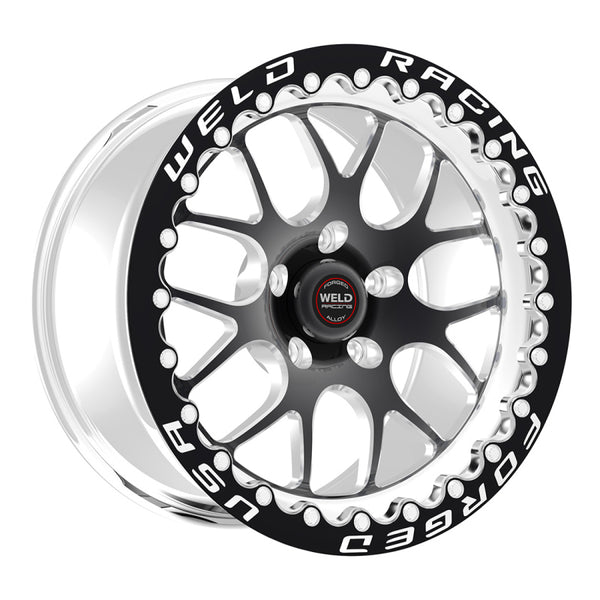 Weld S77 17x10 / 5x120mm BP / 7.2in. BS Black Wheel (High Pad) - Black Single Beadlock MT - Bull Strap