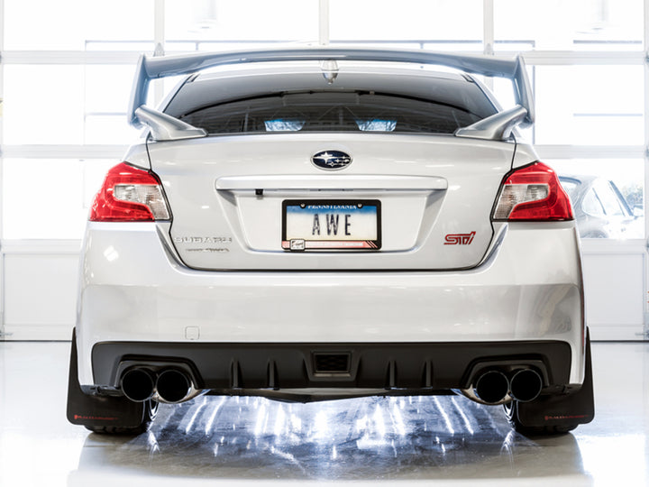 AWE Tuning Subaru STI VA / WRX GV / STI GV Sedan Touring Edition Exhaust - Diamond Black Tip (102mm) - Bull Strap