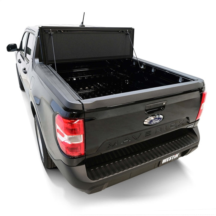 Westin 22-23 Ford Maverick 4WD 4ft. 6in. Bed Hard Tri-Fold Tonneau Cover - Black - Bull Strap