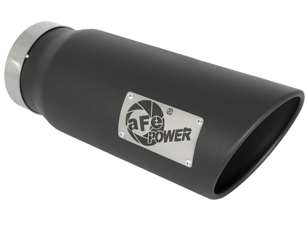 aFe Power MACH Force-Xp 5in In x 6in Out x 15in L Bolt-On 409 SS Exhaust Tip - Black - Bull Strap