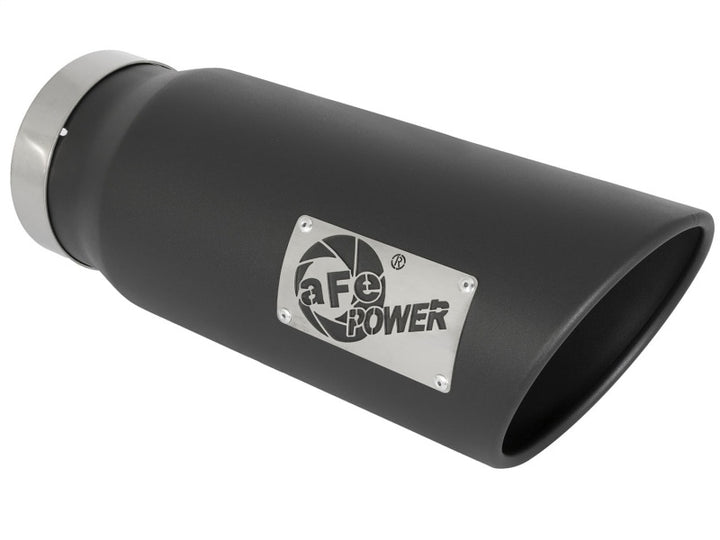 aFe Power MACH Force-Xp 5in In x 6in Out x 15in L Bolt-On 409 SS Exhaust Tip - Black - Bull Strap