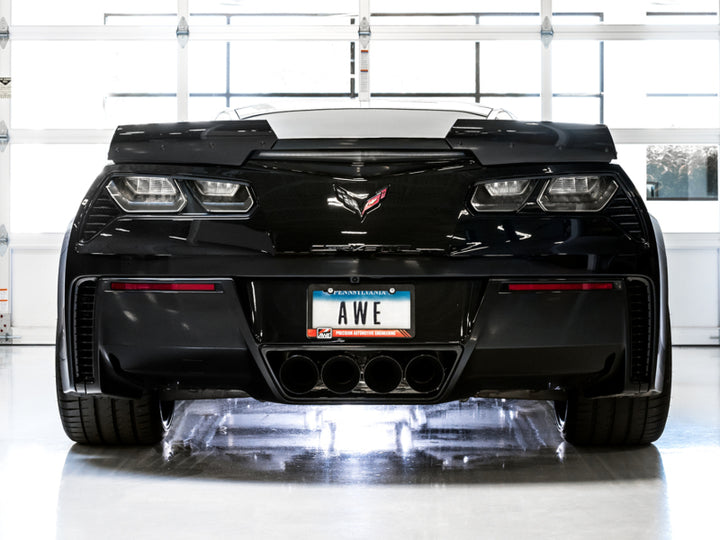AWE Tuning 14-19 Chevy Corvette C7 Z06/ZR1 Track Edition Axle-Back Exhaust w/Black Tips - Bull Strap