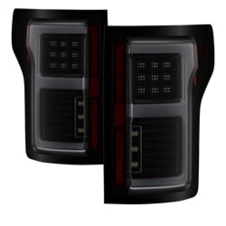Spyder 15-17 Ford F-150 LED Tail Lights (w/Blind Spot) - Black Smoke (ALT-YD-FF15015BS-LBLED-BSM) - Bull Strap