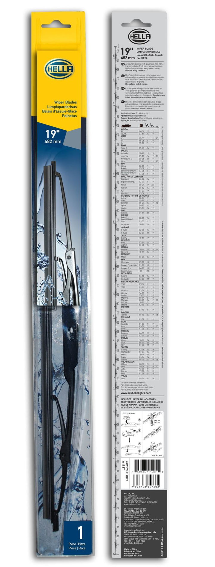 Hella Standard Wiper Blade 19in - Single - Bull Strap