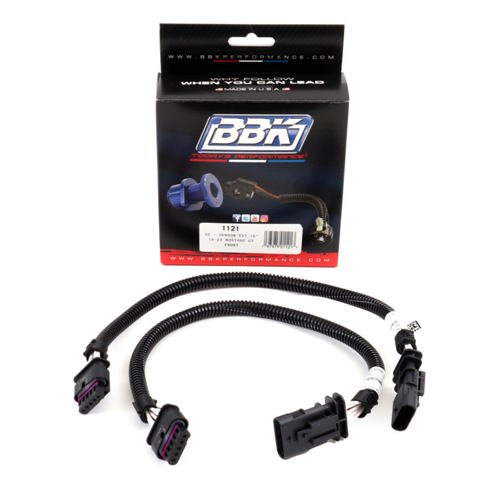 BBK 18-20 Ford Mustang GT O2 Sensor Wire Harness Extensions 16in (Pair) - Bull Strap