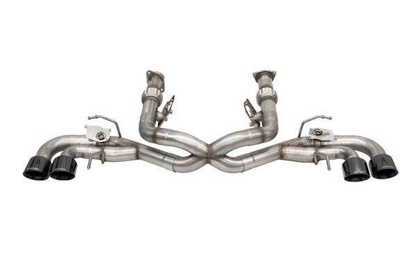 Corsa 2020-2025 Corvette C8 3in Valved Cat-Back 4.5in Blk Quad Tips - Fits Factory NPP Exhaust - Bull Strap