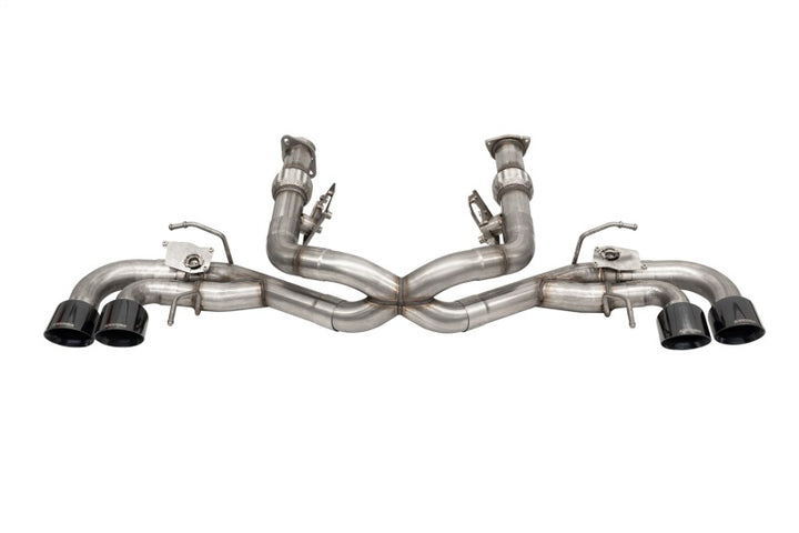 Corsa 2020-2025 Corvette C8 3in Valved Cat-Back 4.5in Blk Quad Tips - Fits Factory NPP Exhaust - Bull Strap