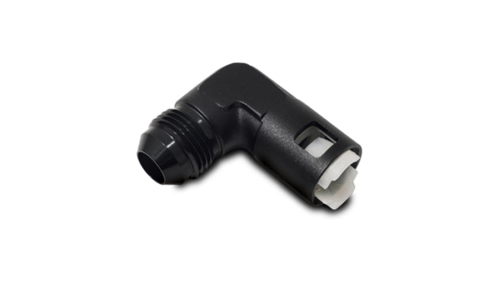 Vibrant 90 Degree Aluminum AN to Female Quick Connect -6AN - 0.375in Hose Size - Bull Strap