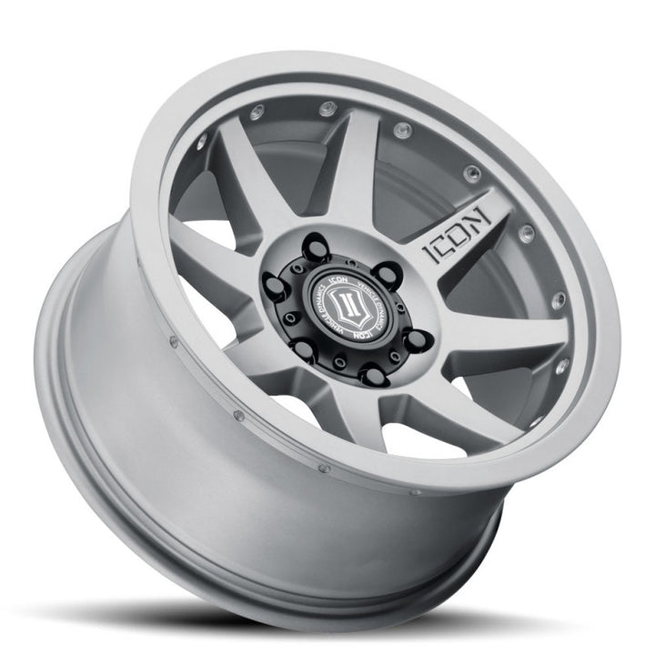 ICON Rebound Pro 17x8.5 6x5.5 0mm Offset 4.75in BS 106.1mm Bore Titanium Wheel - Bull Strap