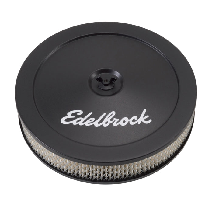 Edelbrock Air Cleaner Pro-Flo Series Round Steel Top Paper Element 10In Dia X 3 5In Black - Bull Strap