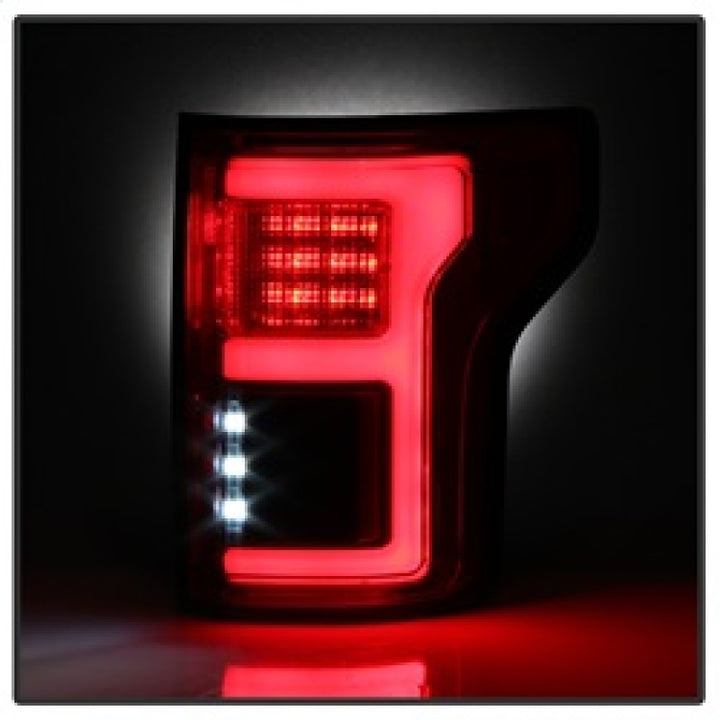 Spyder 15-18 Ford F-150 LED Tail Lights (w/Blind Spot) - Red Clear (ALT-YD-FF15015BS-LBLED-RC) - Bull Strap