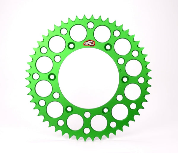 Renthal 2020 Kawasaki KX 65 Rear Grooved Sprocket - Green 420-50P Teeth - Bull Strap