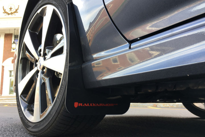 Rally Armor 17-23 Subaru Impreza 4D/5D Black UR Mud Flap w/Red Logo - Bull Strap