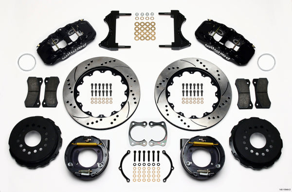 Wilwood AERO4 Rear P-Brake Kit 14.00in Drilled Big Ford New Style 2.50in Offset - Bull Strap