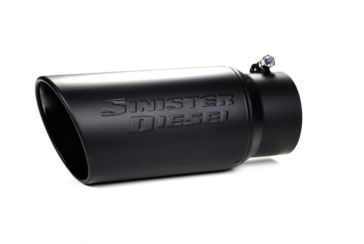 Sinister Diesel Universal Black Ceramic Coated Stainless Steel Exhaust Tip (4in to 5in) - Bull Strap
