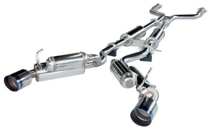 HKS 08-13 Infiniti G37 Coupe Dual Hi-Power Ti Tip Catback Exhaust (SUS304 NO COATING) - Bull Strap