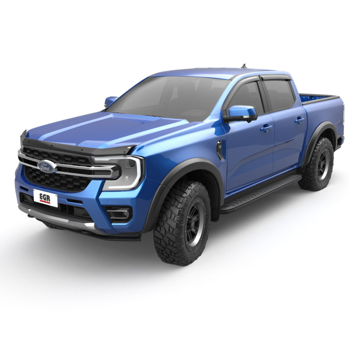 EGR 2024+ Ford Ranger Superguard Hood Shield - Dark Smoke - Bull Strap