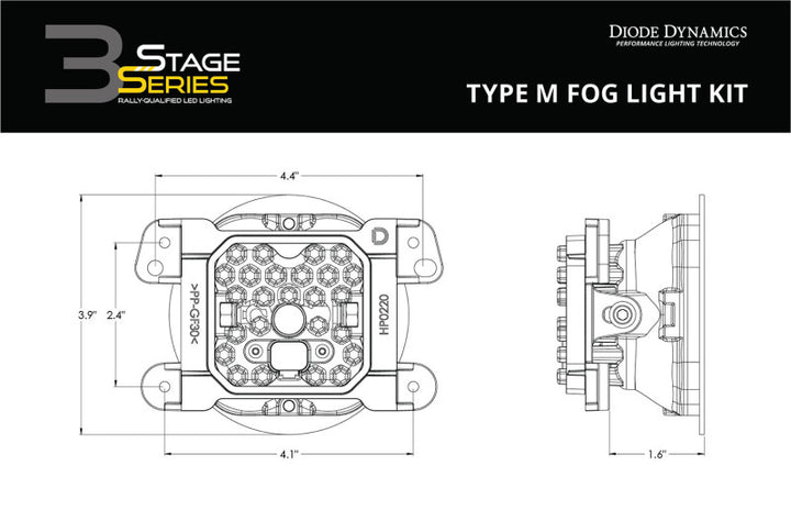 Diode Dynamics SS3 Sport Type M Kit ABL - Yellow SAE Fog - Bull Strap