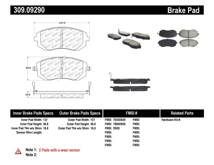 Stoptech 03-10 Subaru Forester/Impreza / 02-12 Subaru Legacy/Outback Sport Brake Pads - Front - Bull Strap
