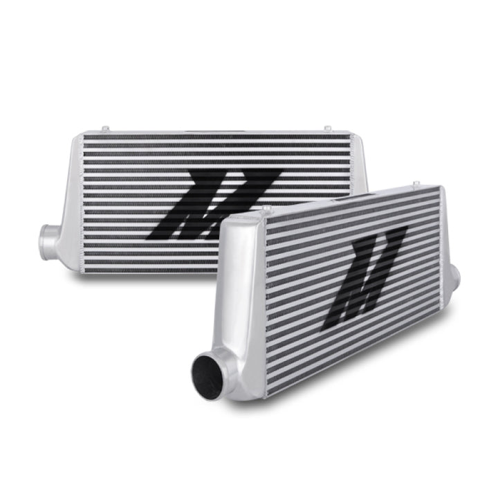 Mishimoto Universal Silver R Line Intercooler Overall Size: 31x12x4 Core Size: 24x12x4 Inlet / Outle - Bull Strap