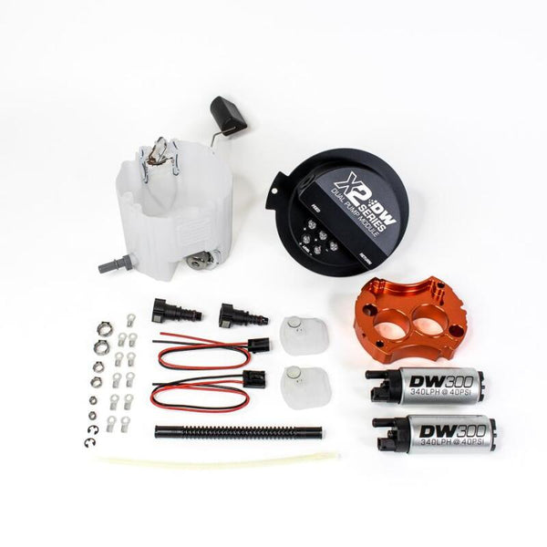 DeatschWerks 10-15 Chevy Camaro LS 3.7 V6/ SS LS3 X2 Series Fuel Pump Module w 2 DW300s - Bull Strap