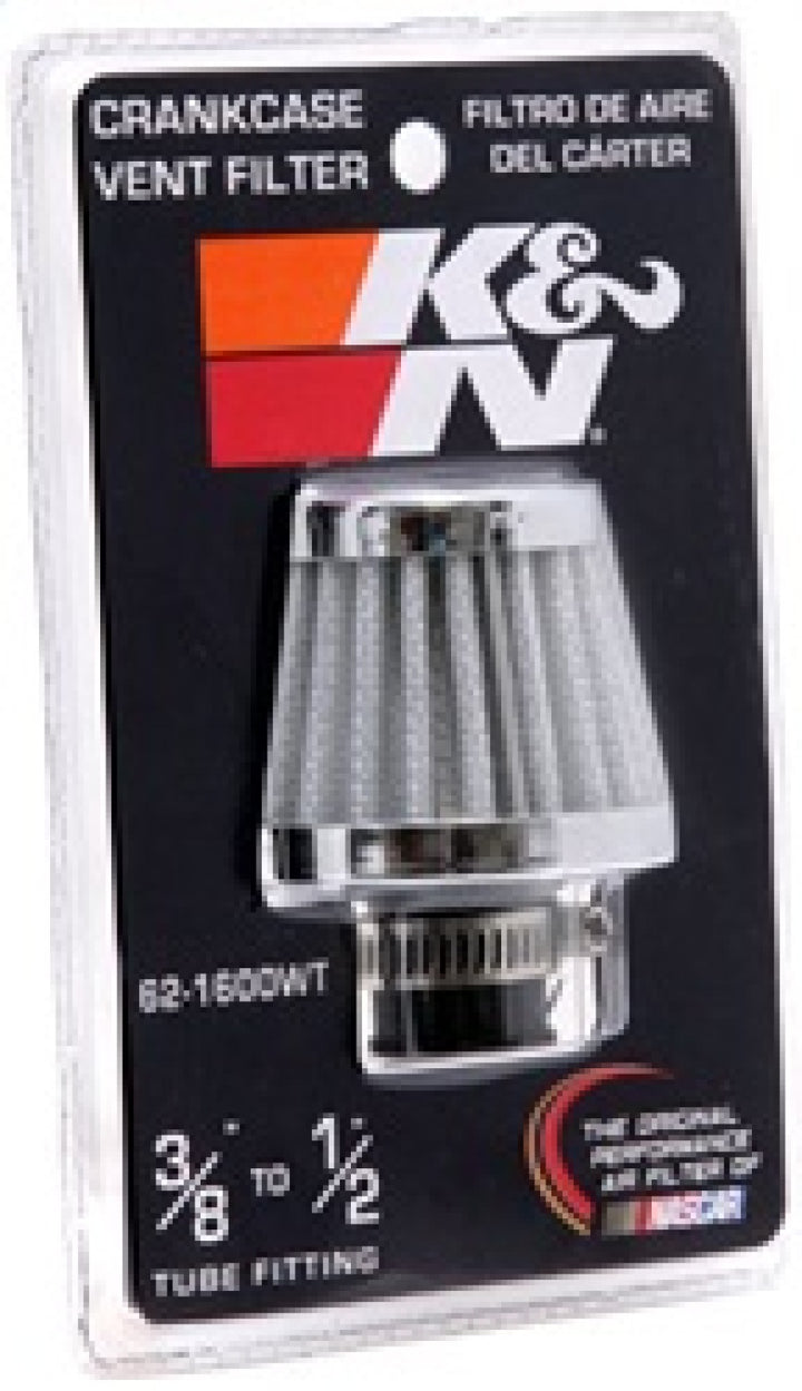 K&N 2in Base OD x .375in Flange ID x 1.75in H Rubber Base Crankcase Vent Filter - White - Bull Strap
