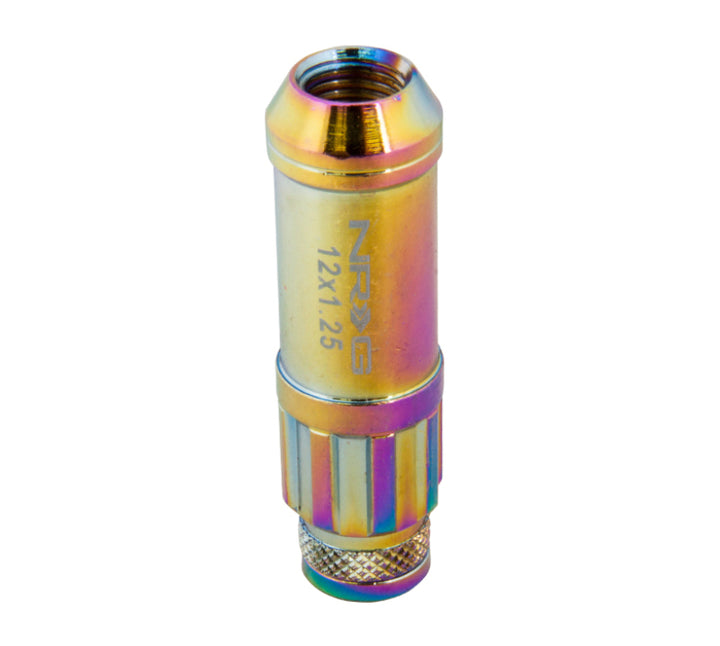 NRG 700 Series M12 X 1.5 Steel Lug Nut w/Dust Cap Cover Set 21 Pc w/Locks & Lock Socket - Neochrome - Bull Strap