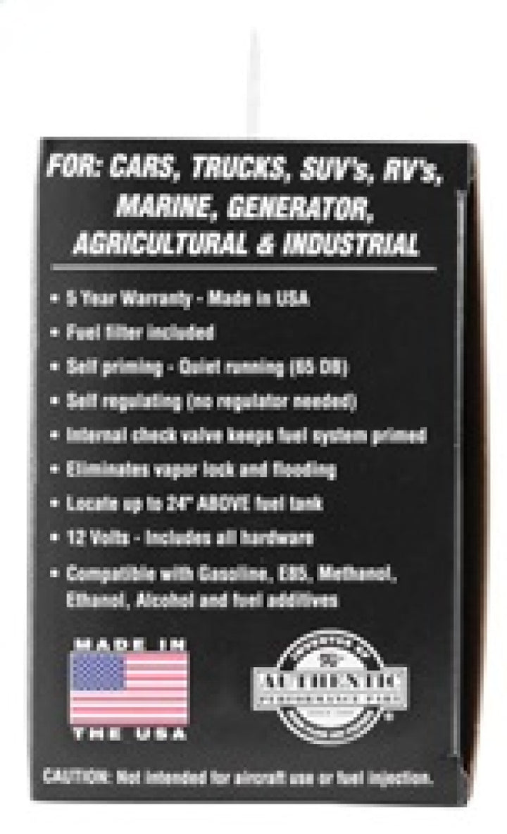 K&N Performance Electric Fuel Pump 1-2 PSI - Bull Strap