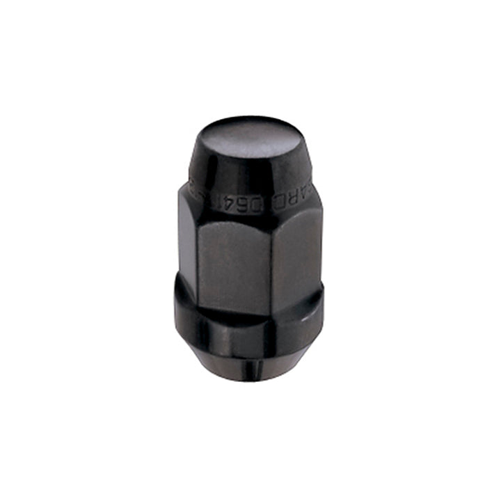 McGard Hex Lug Nut (Cone Seat Bulge Style) M14X1.5 / 22mm Hex / 1.635in. Length (4-Pack) - Black - Bull Strap