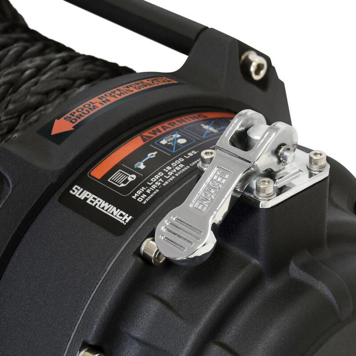 Superwinch 18000 LBS 12V DC 33/64in x 79 ft Synthetic Rope Tiger Shark 18000SR Winch - Bull Strap