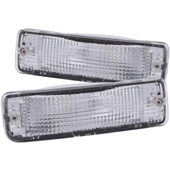 ANZO 1989-1995 Toyota Pickup Euro Parking Lights Chrome w/ Amber Reflector - Bull Strap