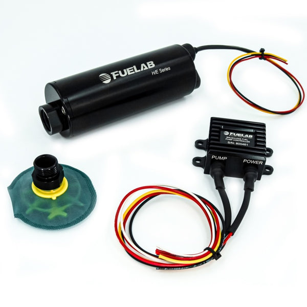 Fuelab In-Tank Twin Screw Brushless Fuel Pump Kit w/Remote Mount Controller/65 Micron - 1100 LPH - Bull Strap