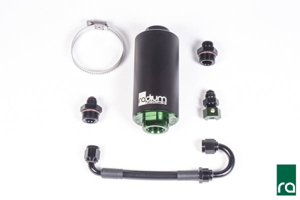 Radium Engineering Porsche 996/997.1 AWD Fuel Filter Kit w/ 10 Micron Stainless Filter - Bull Strap