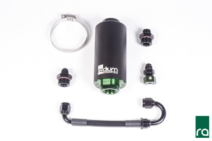 Radium Engineering Porsche 996/997.1 AWD Fuel Filter Kit w/ 10 Micron Stainless Filter - Bull Strap