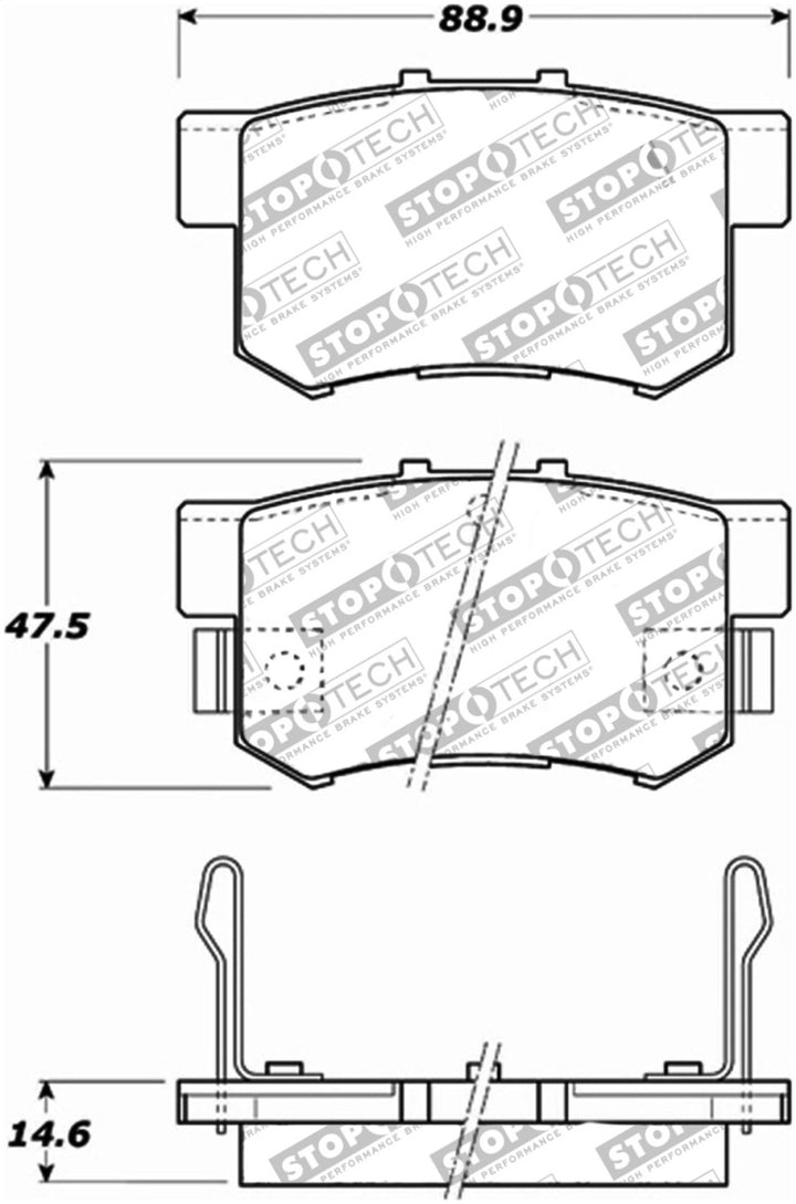 StopTech Performance 00-09 Honda S2000 / 92-07 Accord / 04-10 Acura TSX / 02-06 RSX Rear Brake Pads - Bull Strap