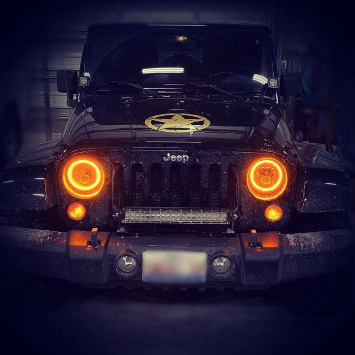 Oracle 07-18 Jeep Wrangler JK Switchback LED Halo Headlights - Amber/White - Switchback - Bull Strap