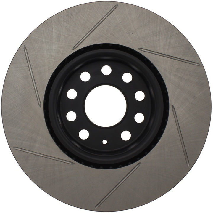 StopTech Power Slot 06-10 Audi A3 / 08-10 TT / 06-09 VW GTI Mlk V/Passat Left Front Slotted Rotor - Bull Strap