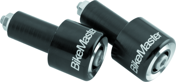 BikeMaster Anodized Aluminum Barend Pair - Black - Bull Strap