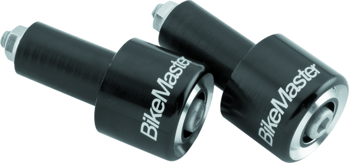 BikeMaster Anodized Aluminum Barend Pair - Black - Bull Strap