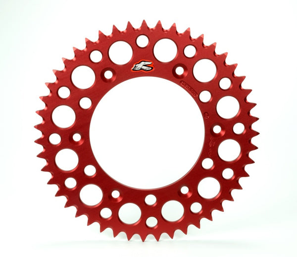 Renthal 86-02 Honda CR 80 Rear Grooved Sprocket - Red 420-49P Teeth - Bull Strap
