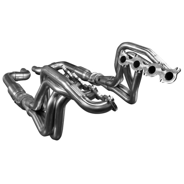 Kooks 15-24 Ford Mustang GT/Dark Horse V8 5.0L 1-7/8in SS Headers w/ GREEN Catted Connection Pipe - Bull Strap