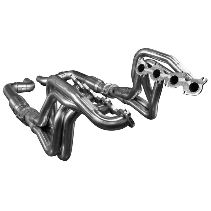 Kooks 15-24 Ford Mustang GT/Dark Horse V8 5.0L 1-7/8in SS Headers w/ GREEN Catted Connection Pipe - Bull Strap