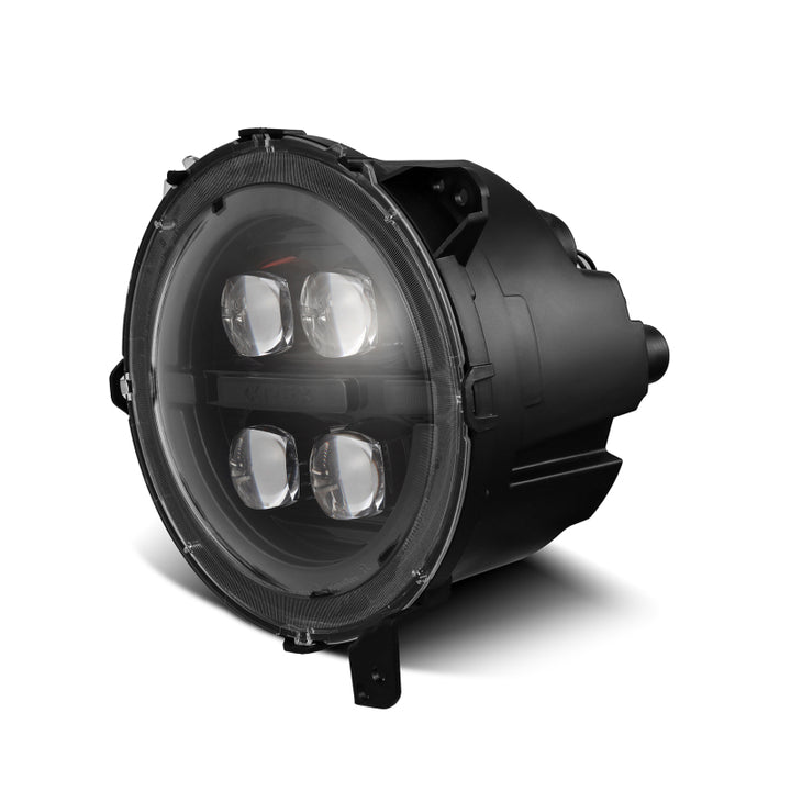 AlphaRex 18-23 Jeep Wrangler JL/Gladiator JT LED Proj Headlights Alpha-Blk w/ Activ Light/Seq Signal - Bull Strap