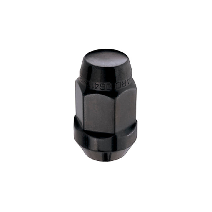 McGard Hex Lug Nut (Cone Seat Bulge Style) M12X1.5 / 3/4 Hex / 1.45in. Length (4-Pack) - Black - Bull Strap