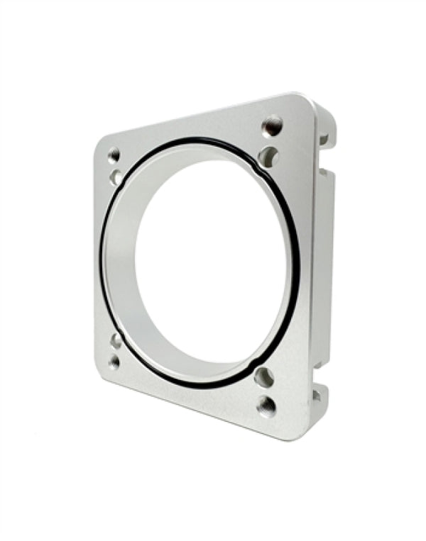 Torque Solution 06-21 Subaru STI EJ Big Bore Manifold Big Bore 76mm Throttle Body Adapter - Silver - Bull Strap